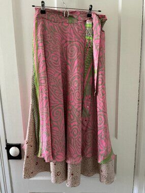 Reversible, silk wrap skirt